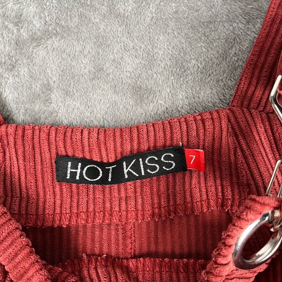 HOT KISS Red Corduroy Overall Dress Juniors' 7 Y2K Academia Preppy Buckle Mini - Picture 5 of 12